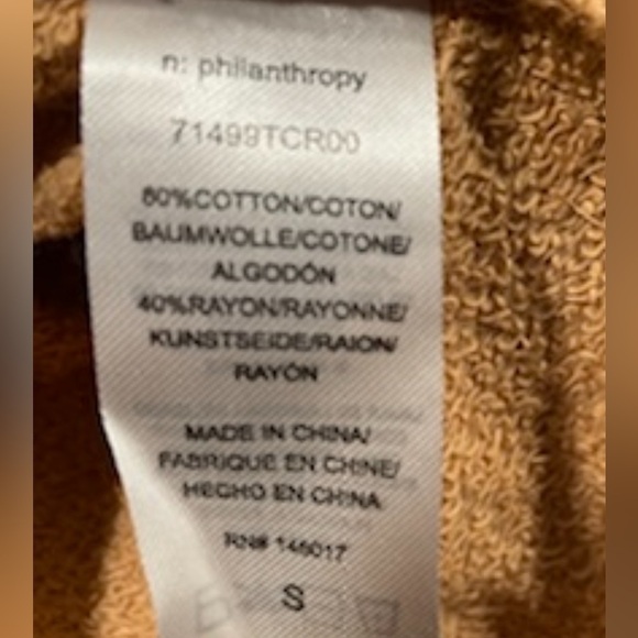 n: Philanthropy Sweatshirt Dress Womens V Neck Tan Long Sleeve Wrap Size Small - Picture 11 of 11